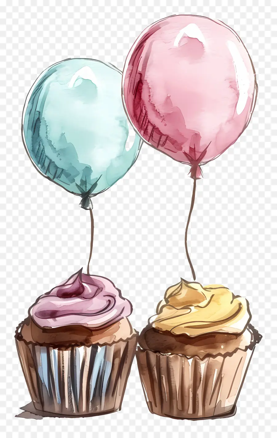 Cupcakes Com Balões，Balões PNG