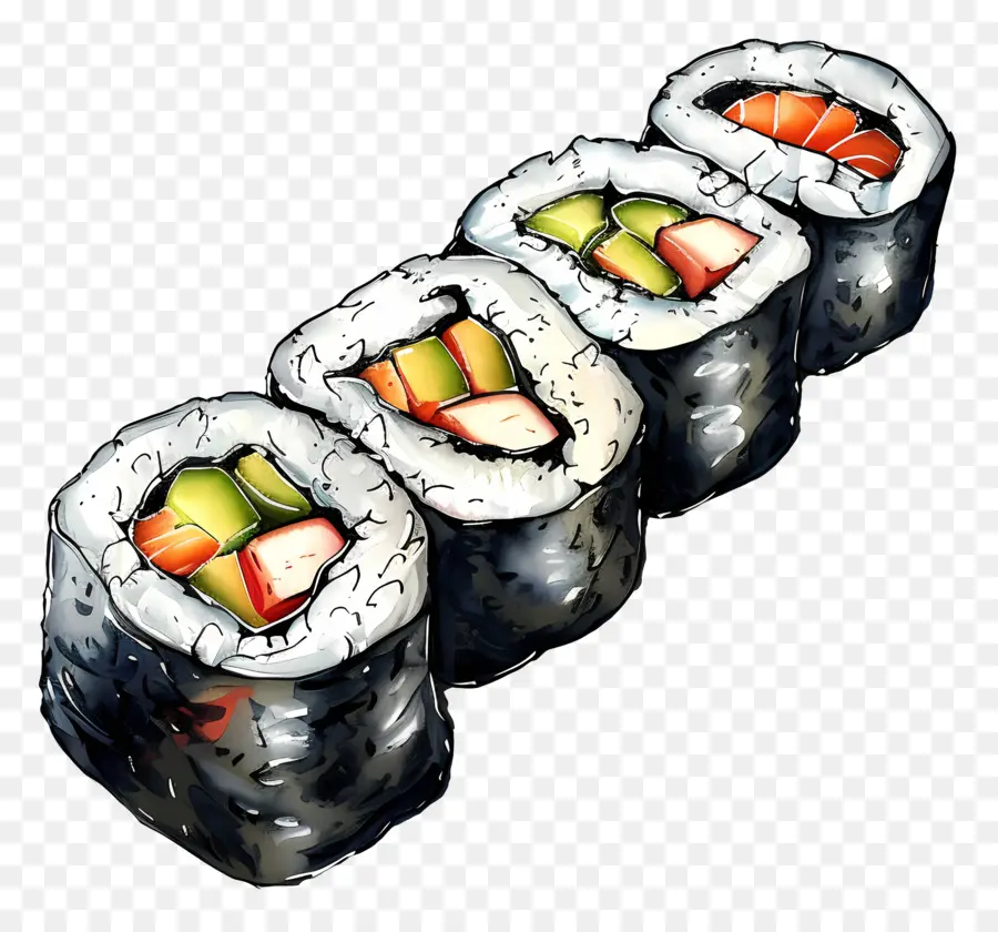 Maki Sushi Roll，Rolos De Sushi PNG