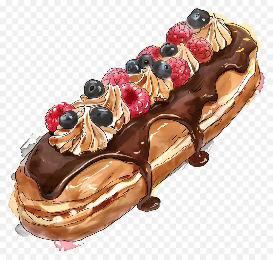 Éclair De Chocolate，Pastelaria PNG