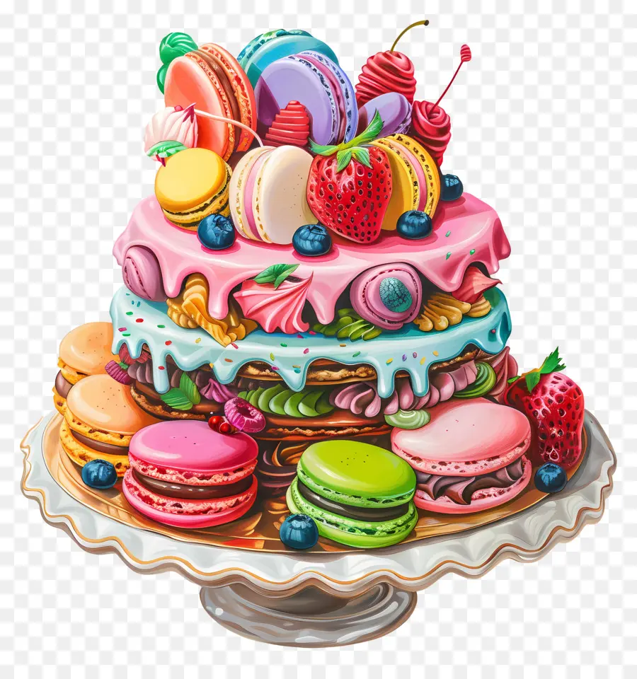 Bolo Do Paraíso Do Macaron，Bolo De Aniversário PNG