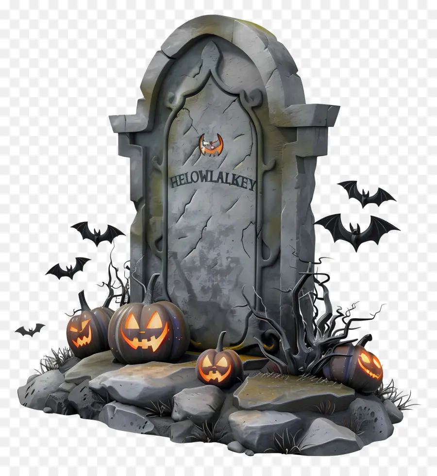 Halloween Lápide，Renderização Em 3d PNG