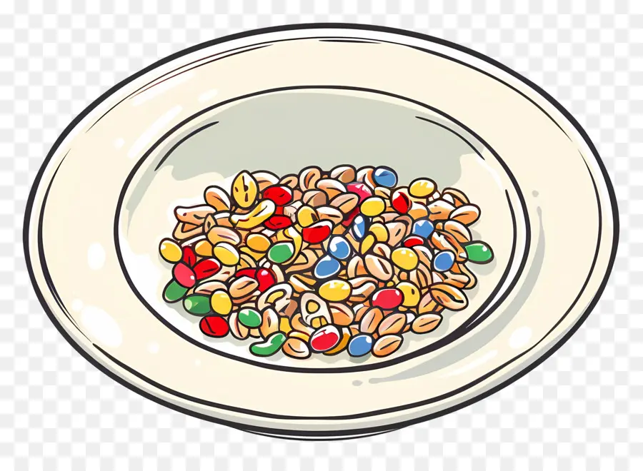 Placa De Cereal，Cereais Coloridos PNG