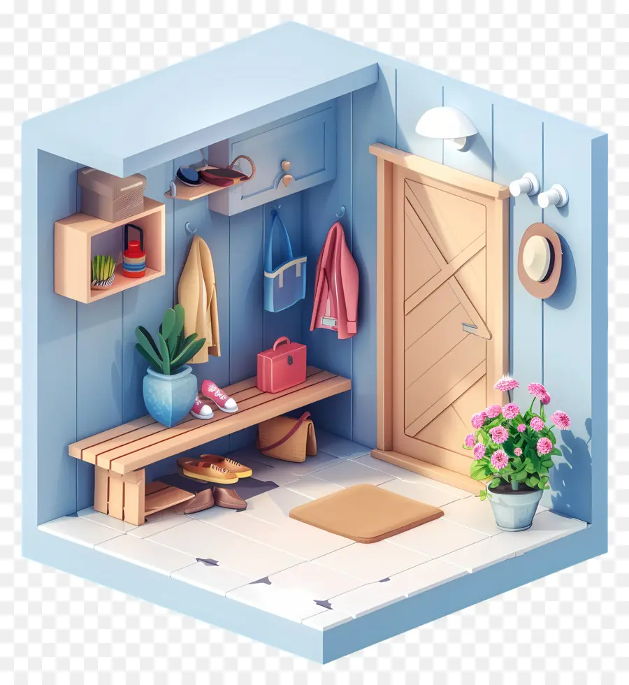 3d Mudroom，Decoração De Entrada PNG