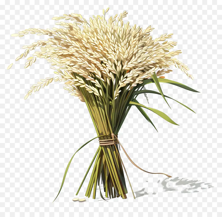 Feixe De Arroz，Flores Brancas PNG