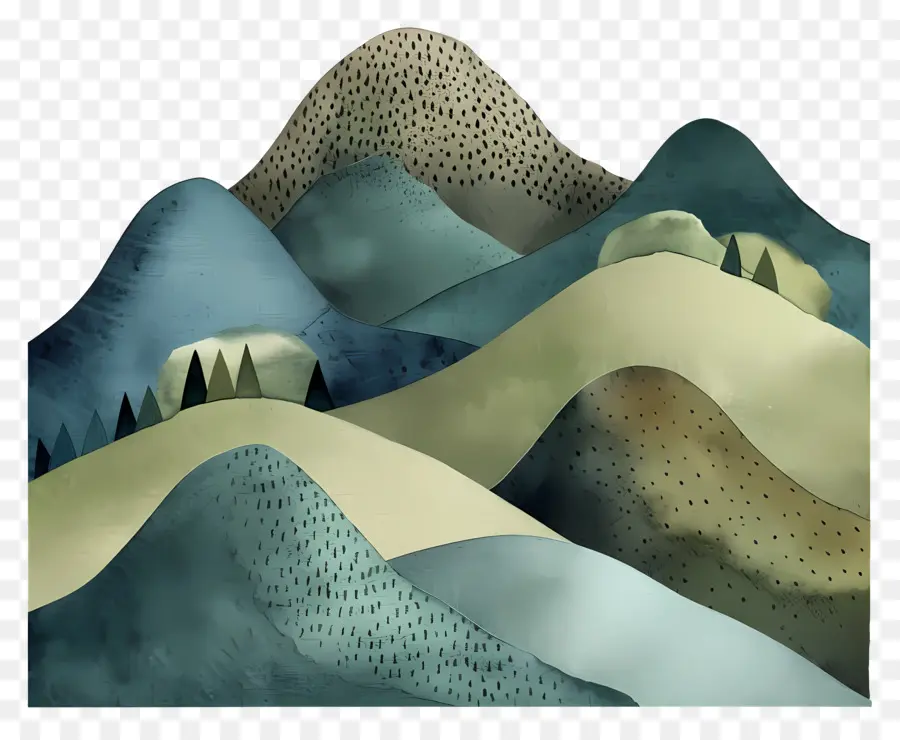 Colinas Montanhosas，Pintura Em Aquarela PNG