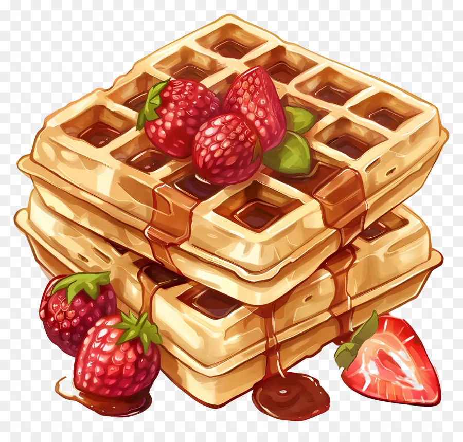 Waffles，Morangos PNG