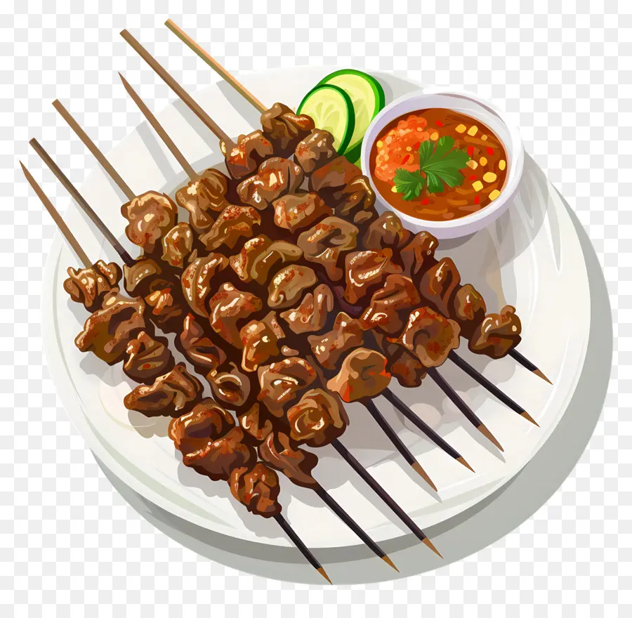 Satay，Espetos De Frango Grelhados PNG