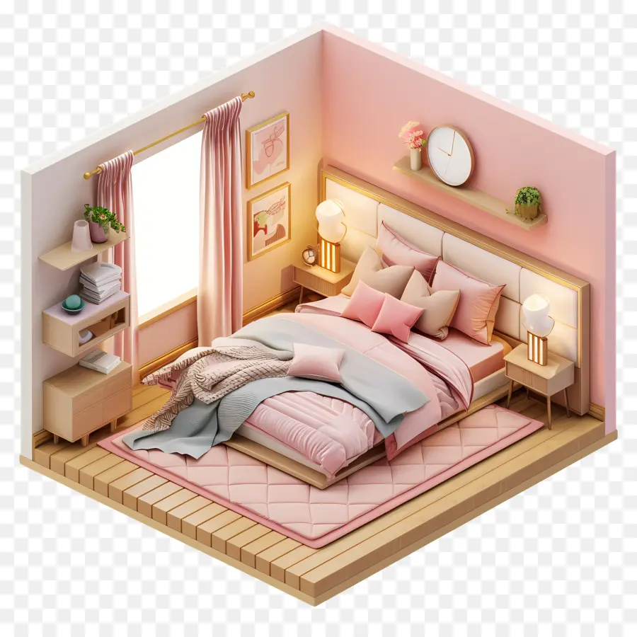 3d Quarto，Bedroom PNG