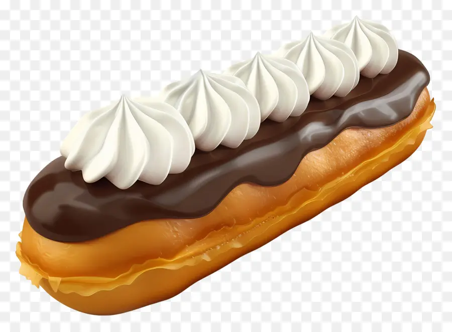 Éclair De Chocolate Com Creme，Pastelaria PNG