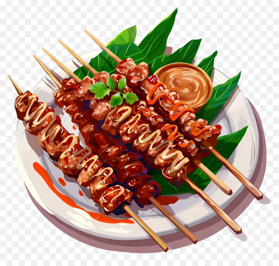 Satay，Espetos De Frango Grelhados PNG