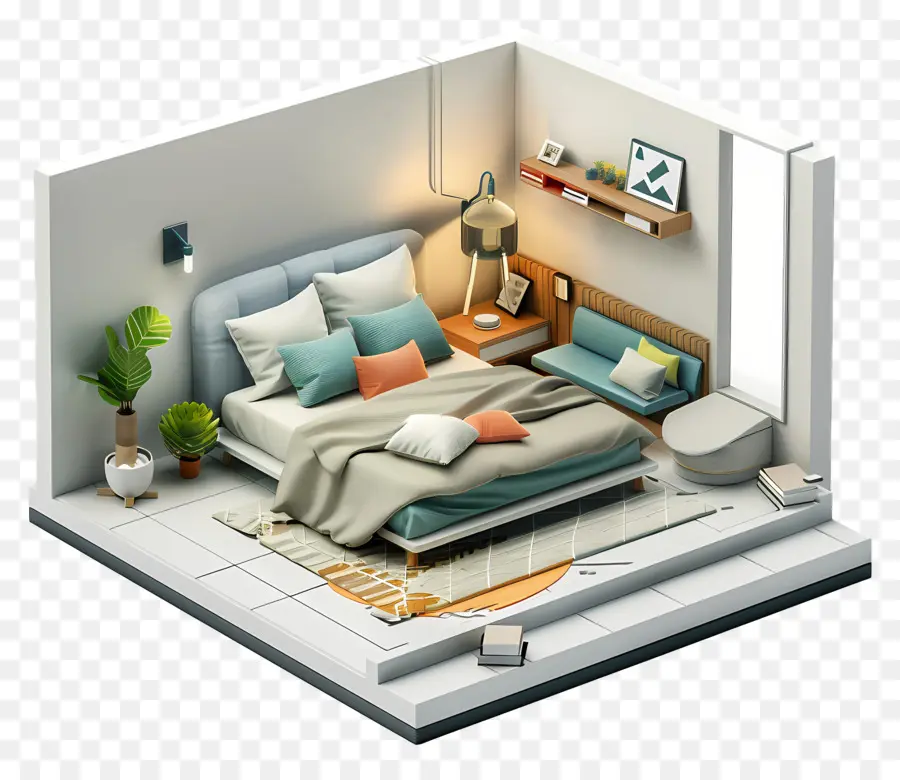 3d Quarto，Quarto Aconchegante PNG