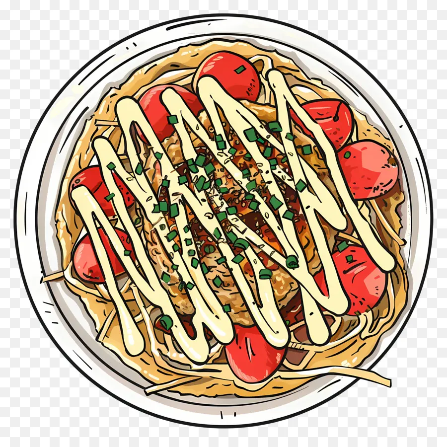 Okonomiyaki，Espaguete PNG