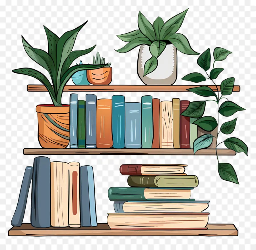 Prateleira Com Livros，Bookshelf PNG