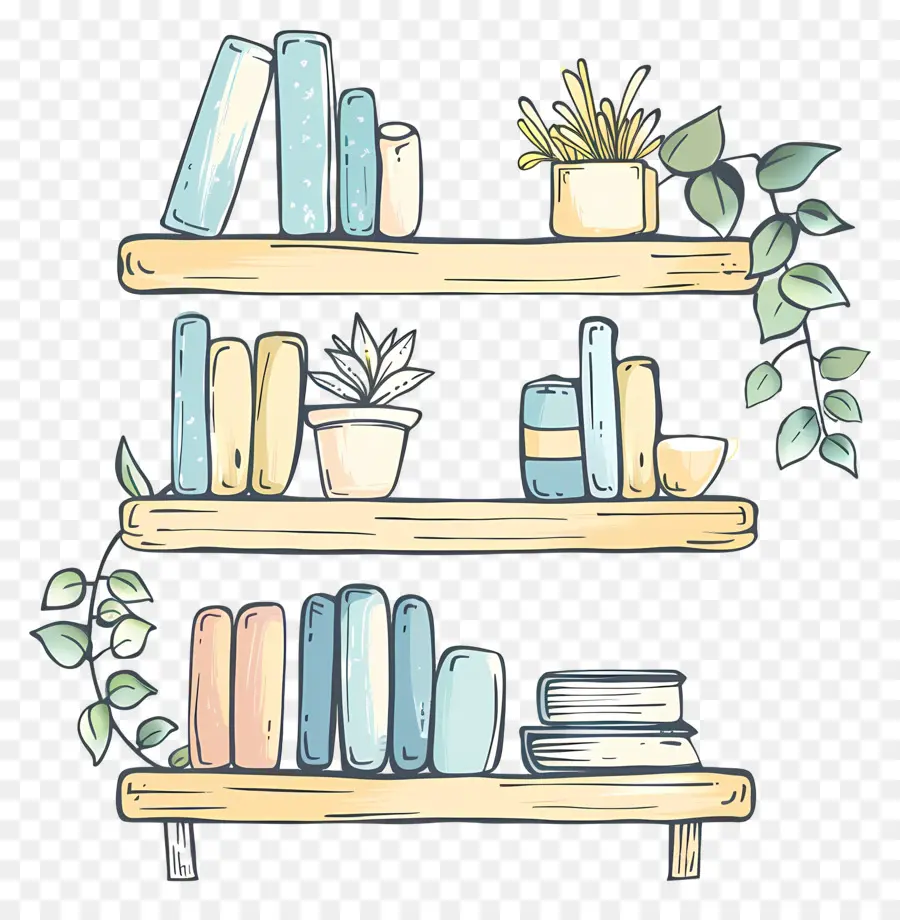 Livros E Plantas，Prateleiras PNG