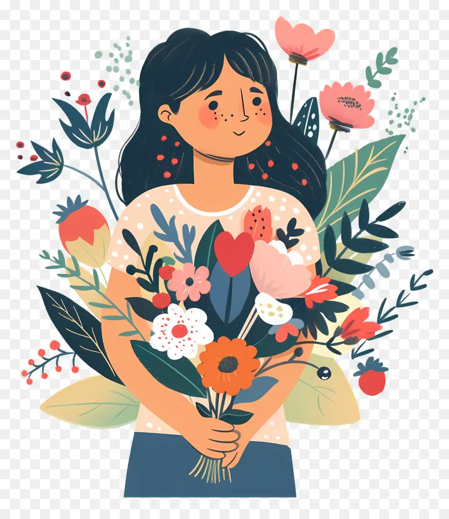 Mulher Com Flores，Ramalhete PNG