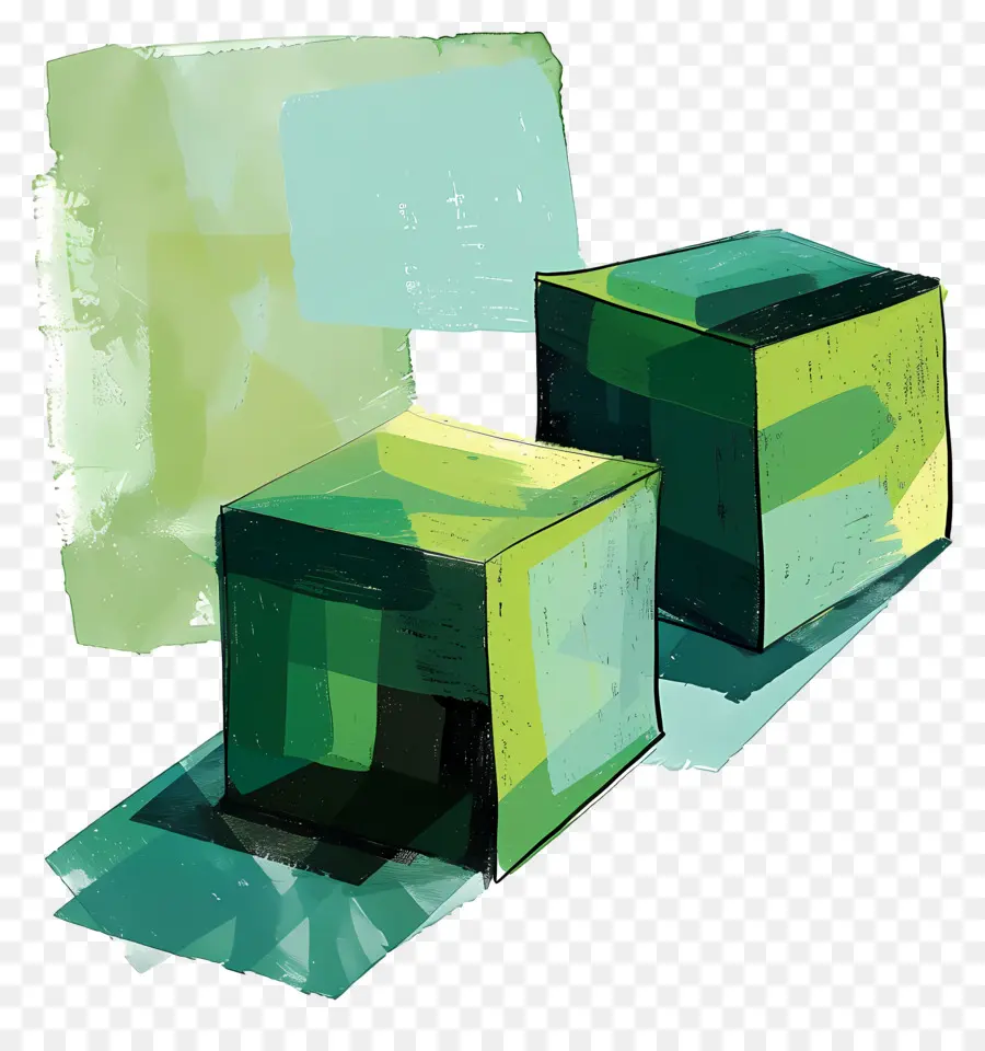 Cubos Verdes，Geométrico PNG