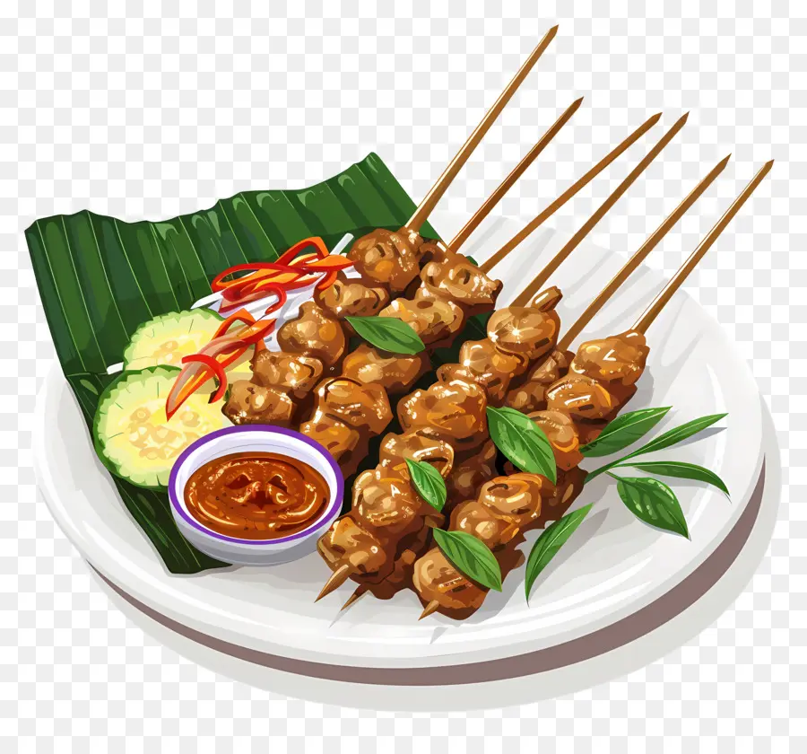 Satay，Carne Espetada PNG