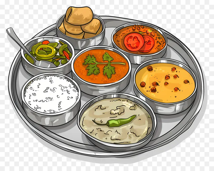 Thali，Cozinha Indiana PNG