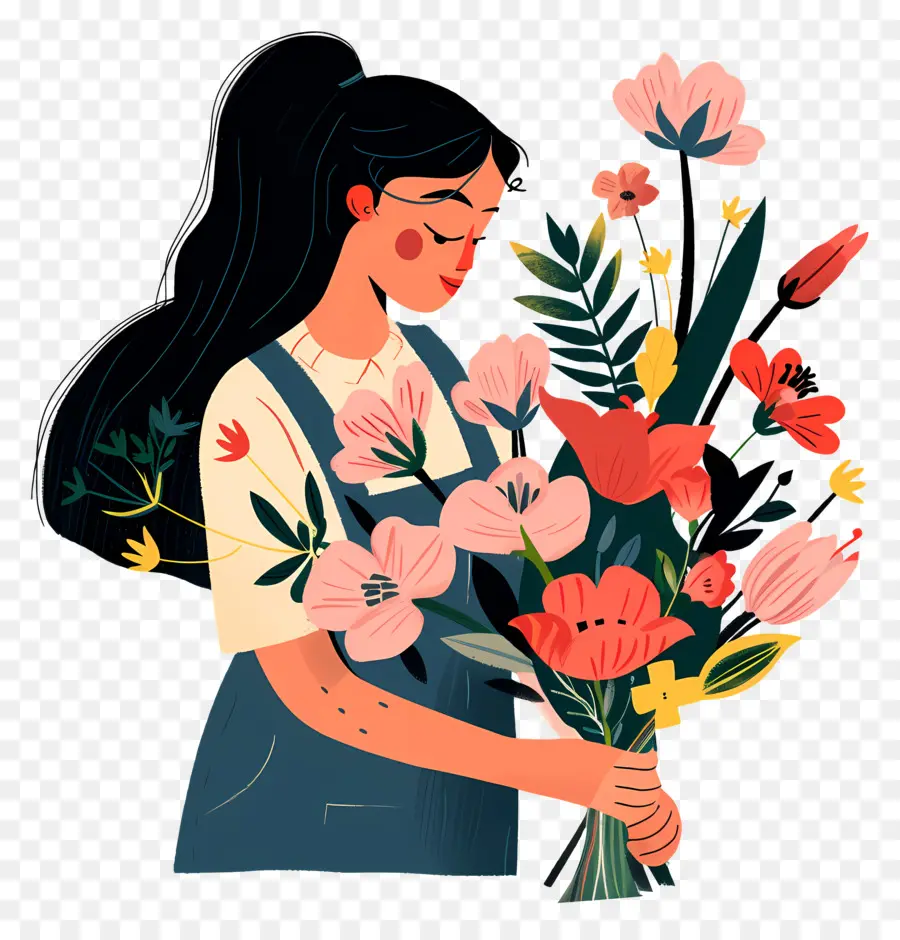 Menina Com Flores，Ramalhete PNG