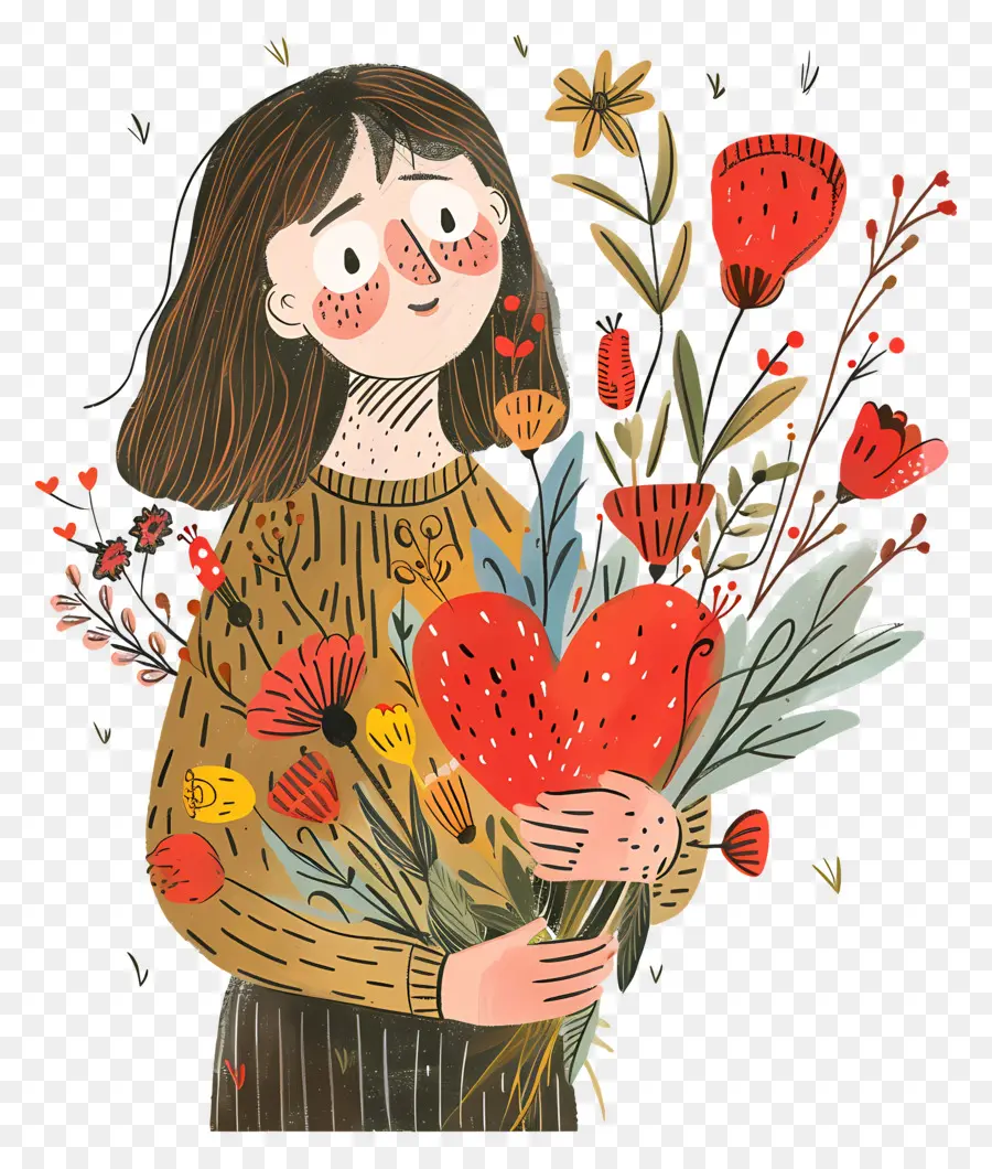 Menina Com Flores，Flores PNG