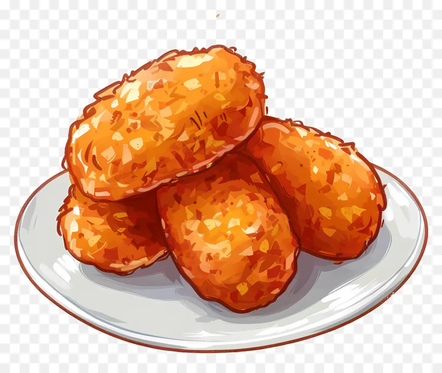 Croquetes，Nuggets De Frango Frito PNG