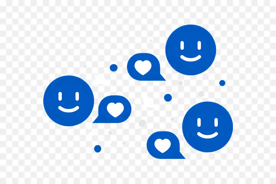 Social Media，Rostos Azuis Smiley PNG