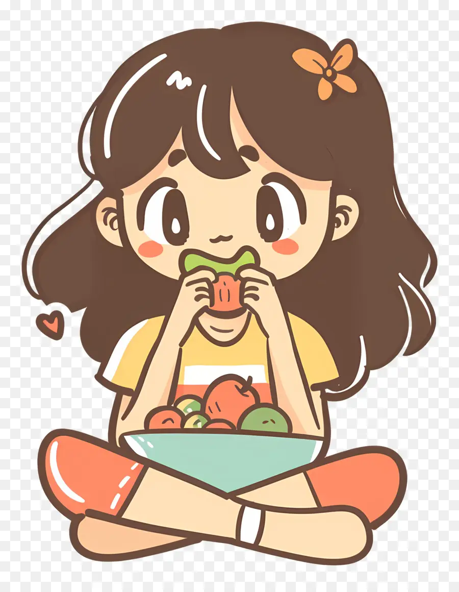 Menina Comendo Frutas，Fruta PNG