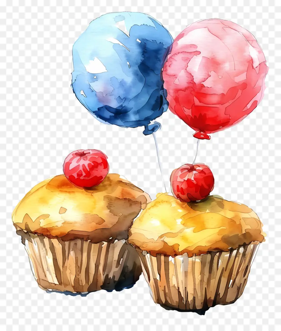 Cupcakes Com Balões，Balões PNG