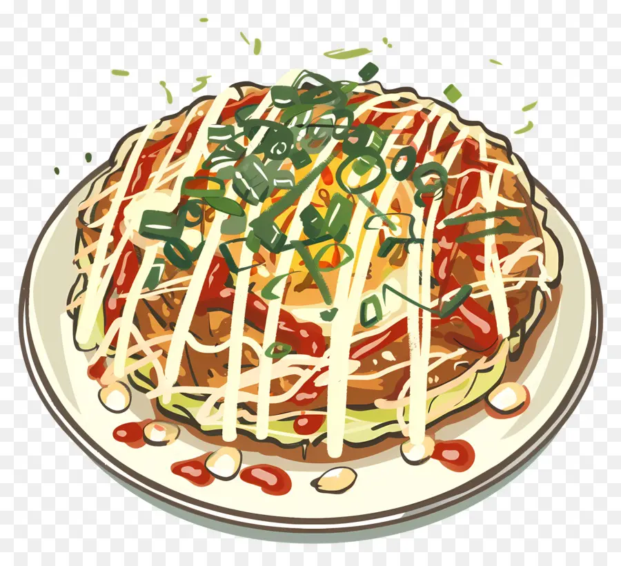 Okonomiyaki，Prato Japonês PNG