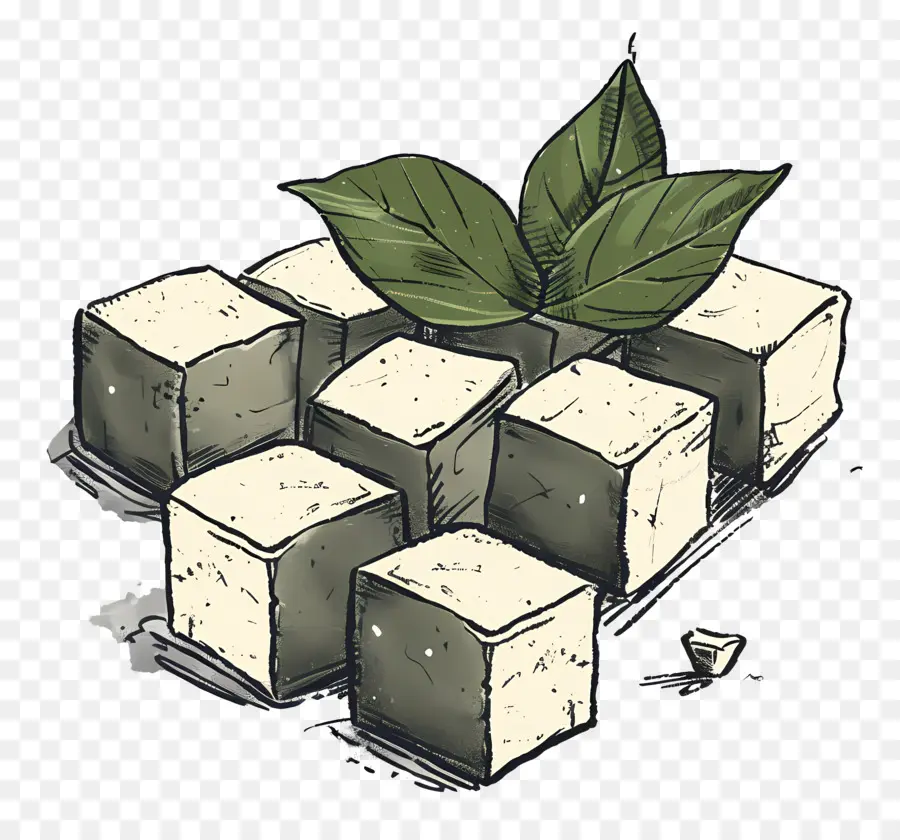 Tofu Cubes，Cubos 3d PNG