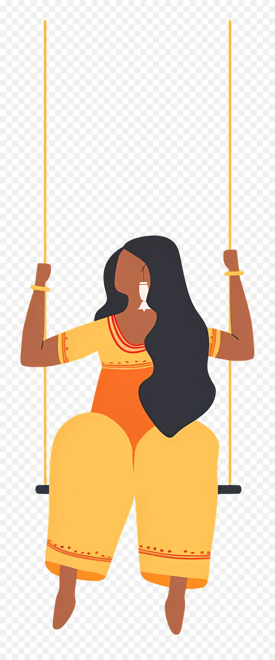 Mulher Indiana No Balanço，Ilustração Dos Desenhos Animados PNG