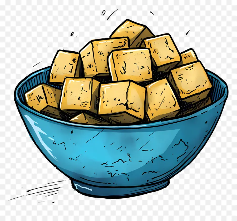 Tofu Frito，Azul Tigela PNG