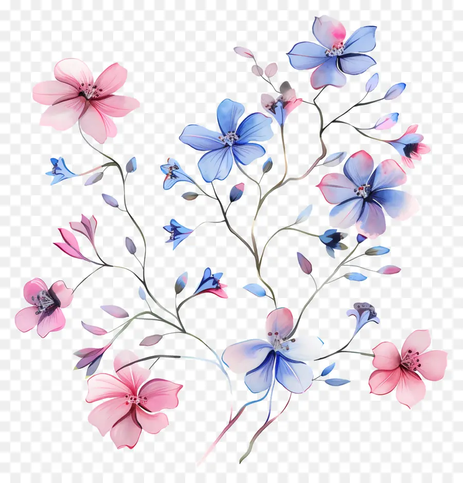 Flores Coloridas，Folhas PNG