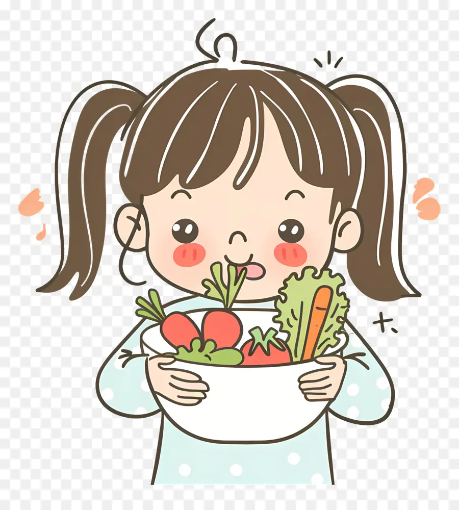 Menina Com Salada，Vegetais PNG