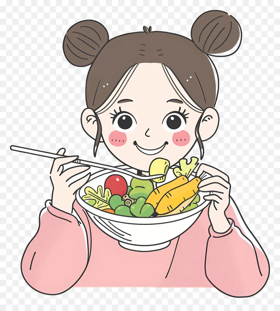 Menina Comer，Ilustração Dos Desenhos Animados PNG