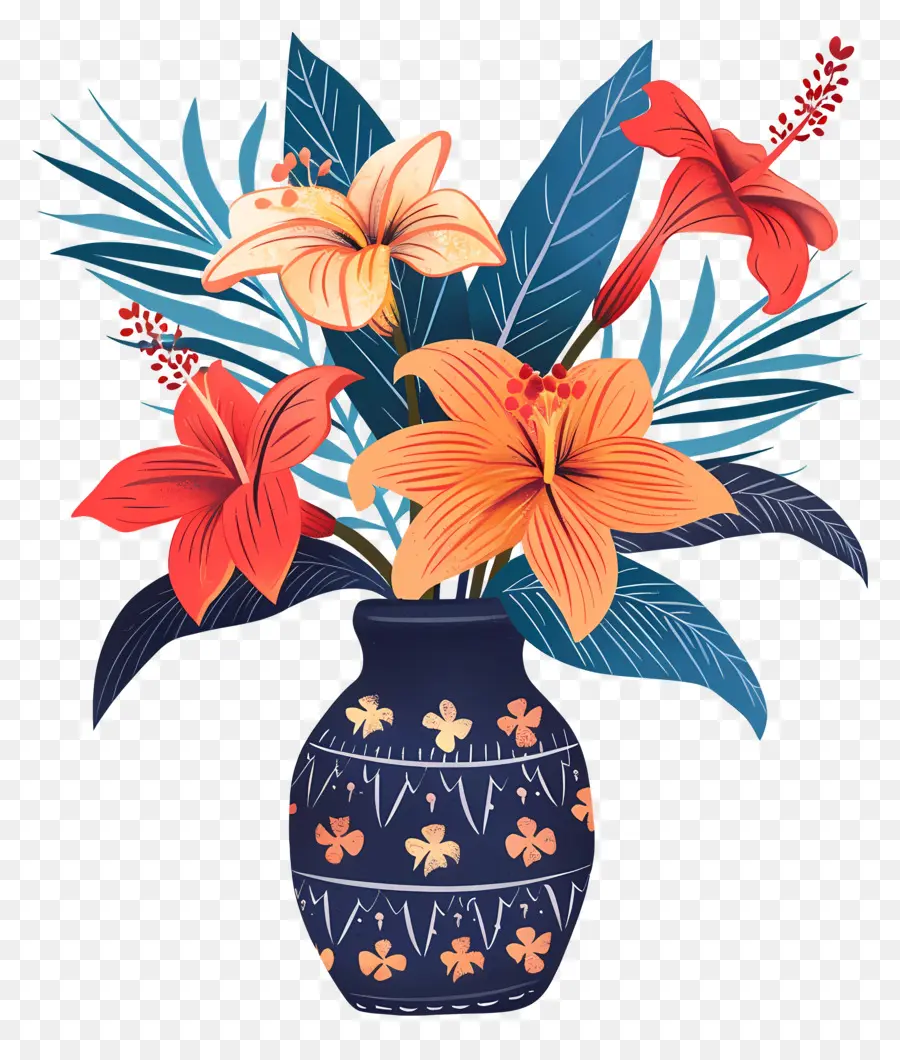 Flor Tropical，O Vaso De Flor PNG