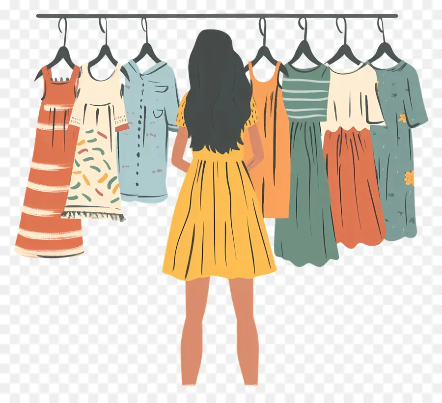 Pano De Compras De Menina，Rack De Roupas PNG