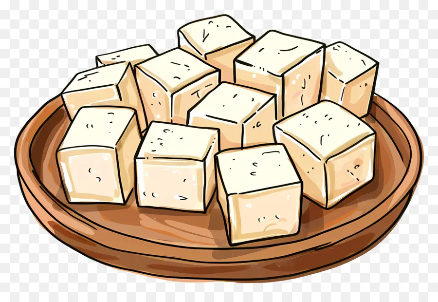 Tofu Cubes，Tigela De Madeira PNG