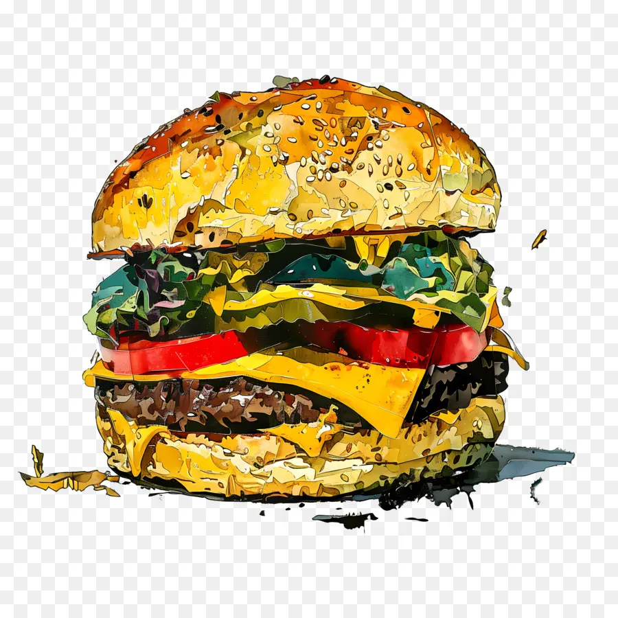 Hamburger，Camadas De Tinta PNG