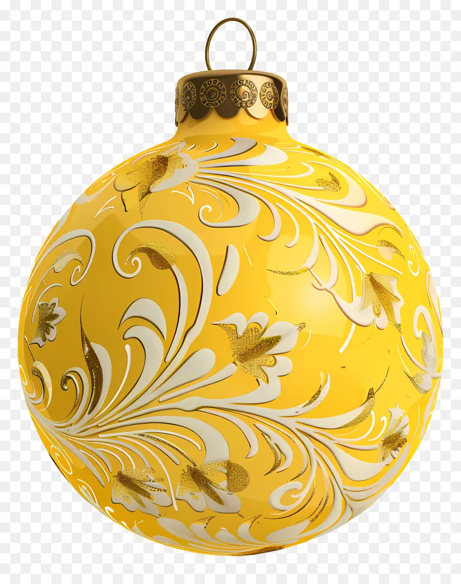 Enfeite De Natal，Amarelo E Ouro PNG