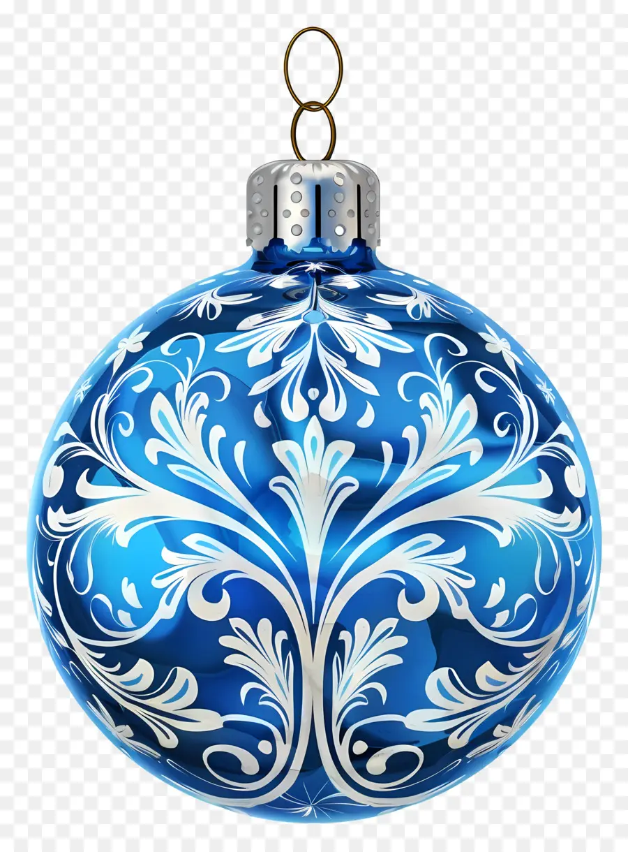 Enfeite De Natal，Ornamento Azul E Prata PNG