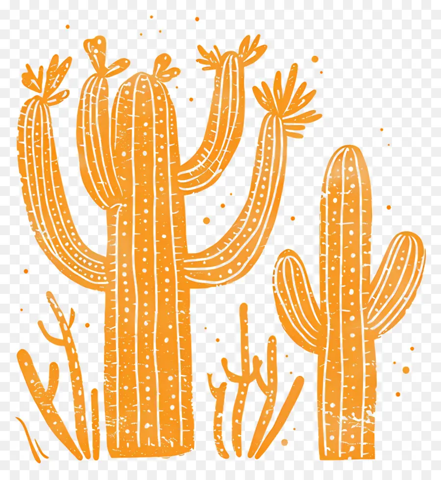 Linocut Cacti，Cactus PNG