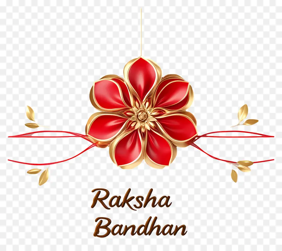 Raksha Bandhan，Design Floral Vermelho E Dourado PNG