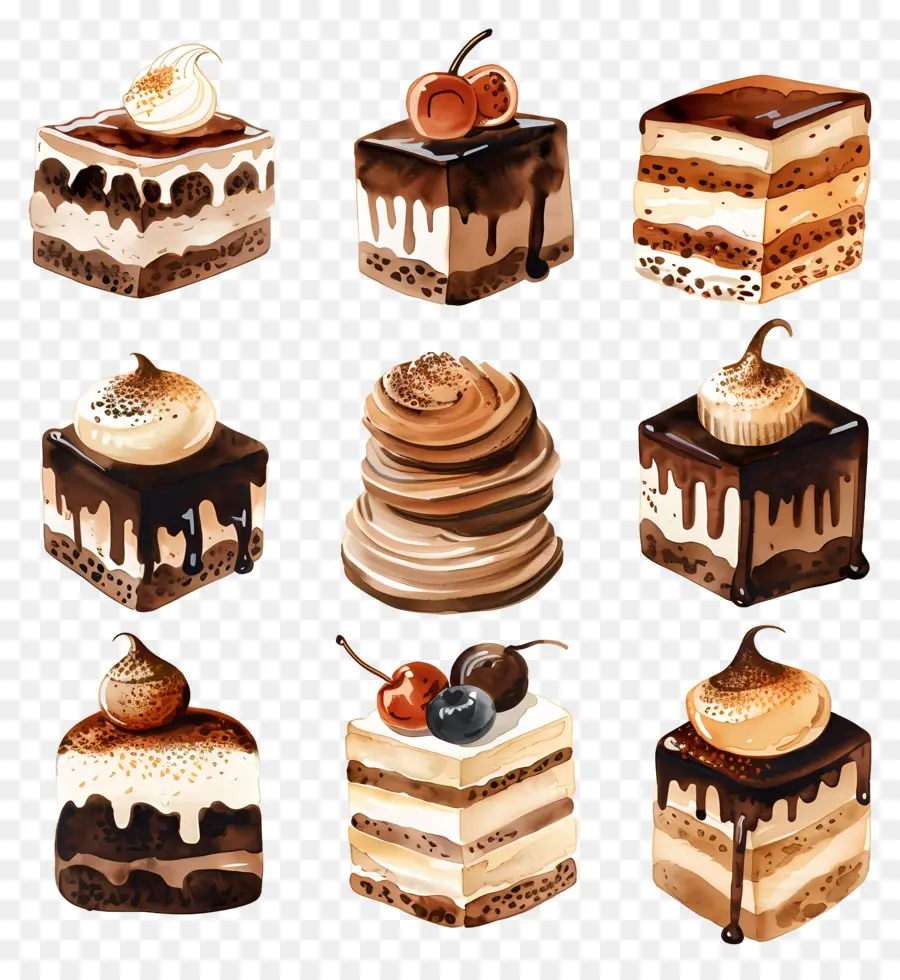 Tiramisu，Pinturas Em Aquarela PNG