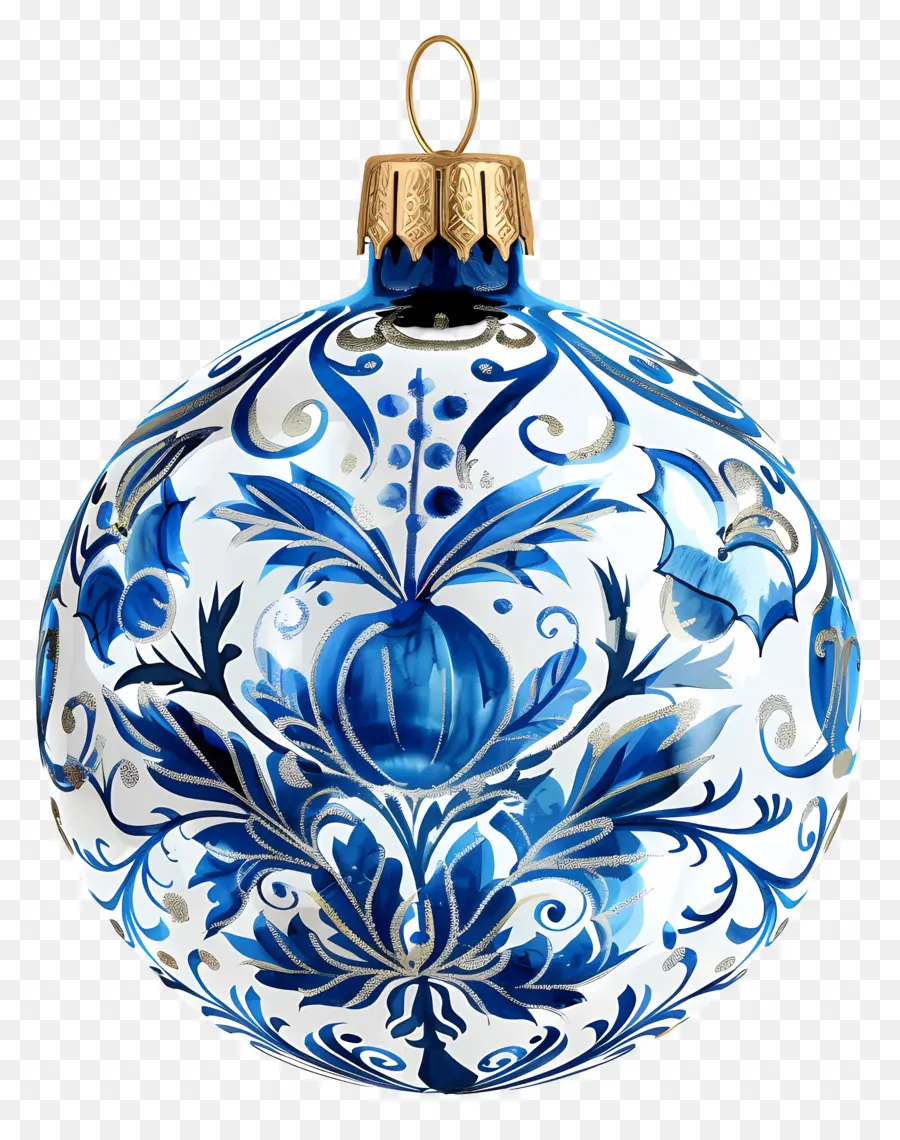 Enfeite De Natal，Ornamento Azul E Branco PNG