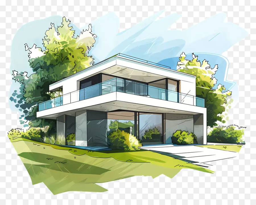 O Modern House，Trabalho De Arte Digital PNG