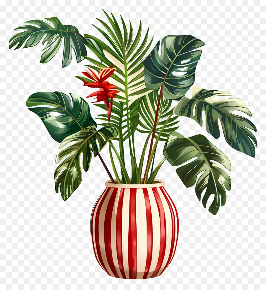 Planta Tropical，Vaso De Cerâmica PNG