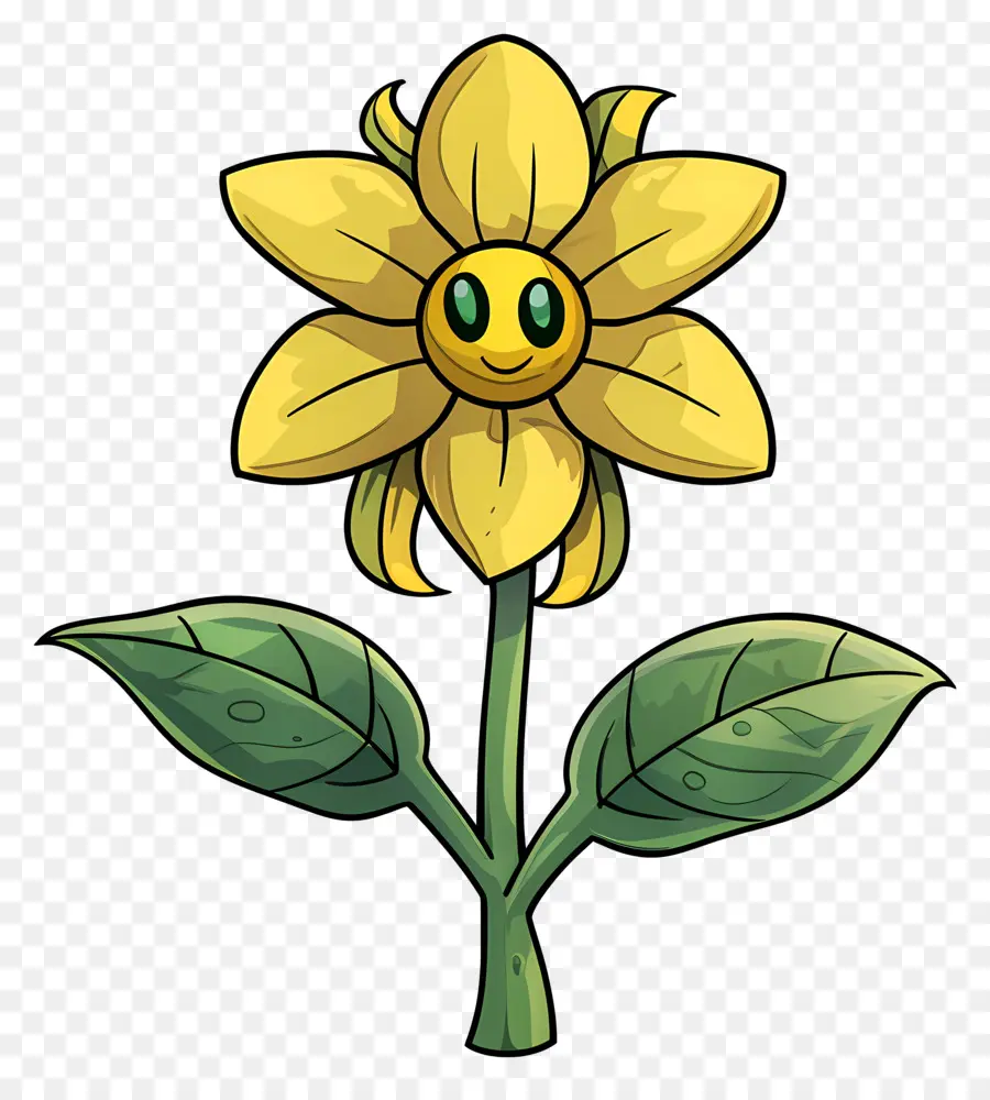 Cartoon Flor，Rosto Sorridente De Flor PNG