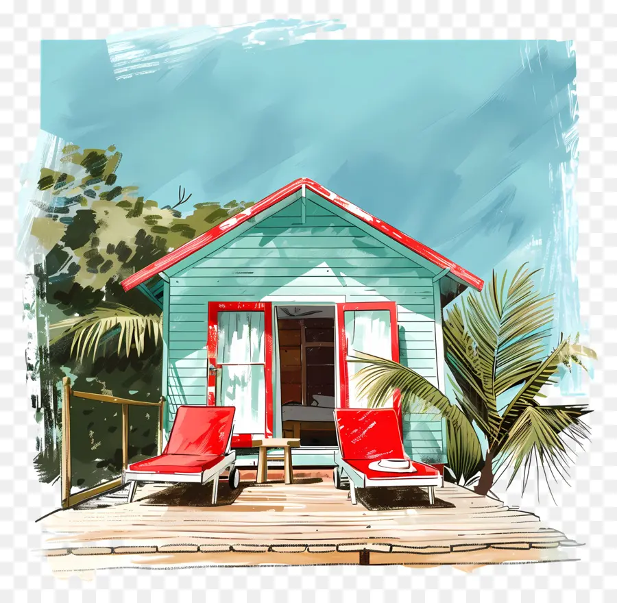 Lodge De Verão，Pintura Digital PNG