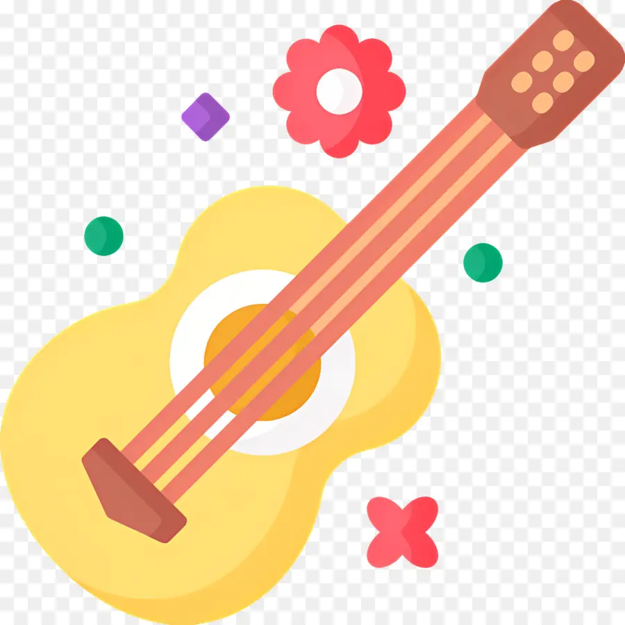 Guitarra，Flores PNG